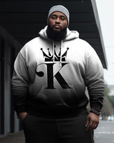Men's Large Size K Gradient Casual Hoodie and Sweatpants Two Piece Set